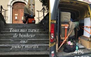 Transport de piano pour célébration mariage en l'église de Talloires, lac d'Annecy