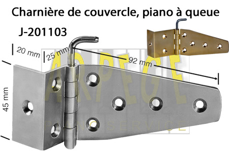 Charnière pour couvercle de piano à queue. Hindge for grand piano lid.